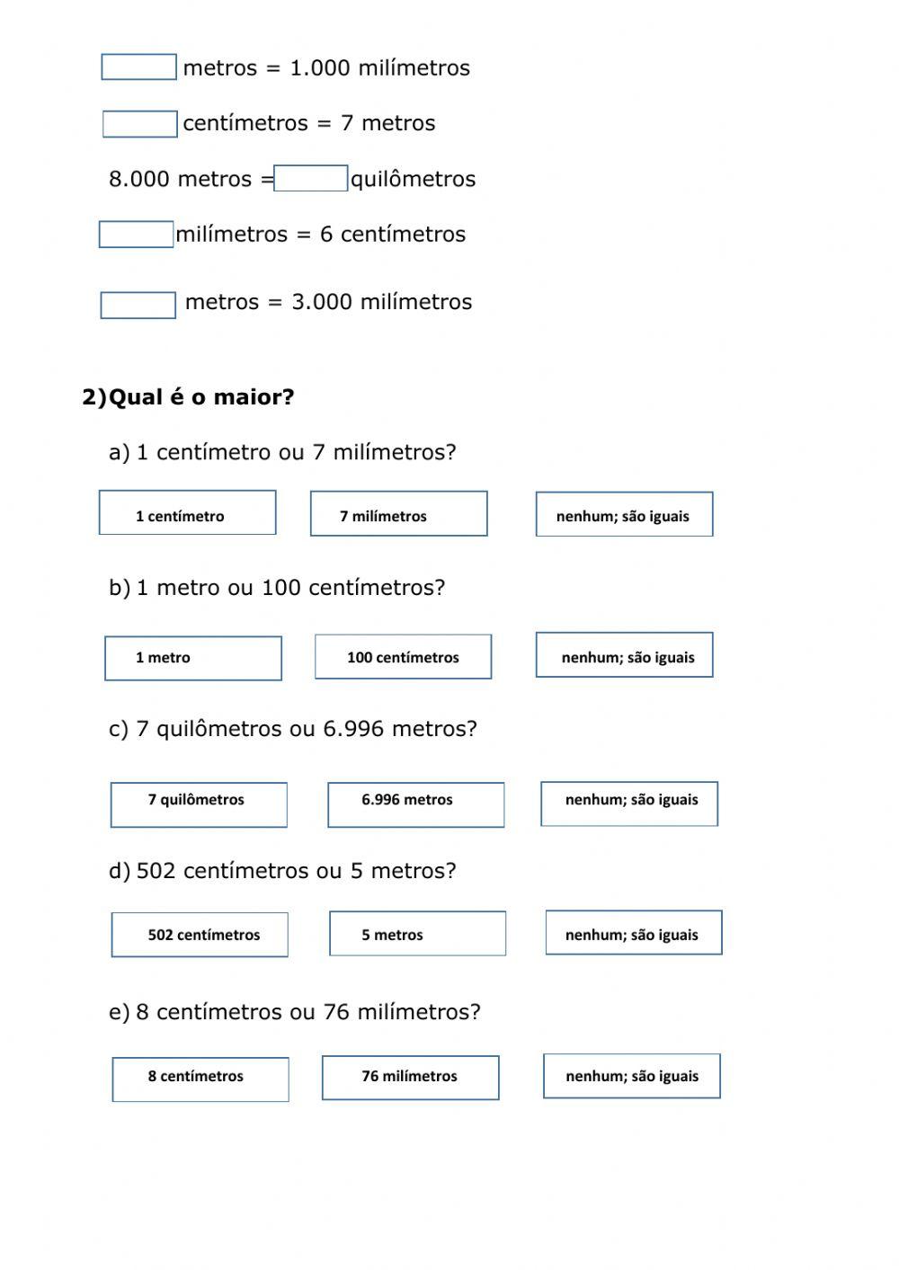 Medidas de comprimento