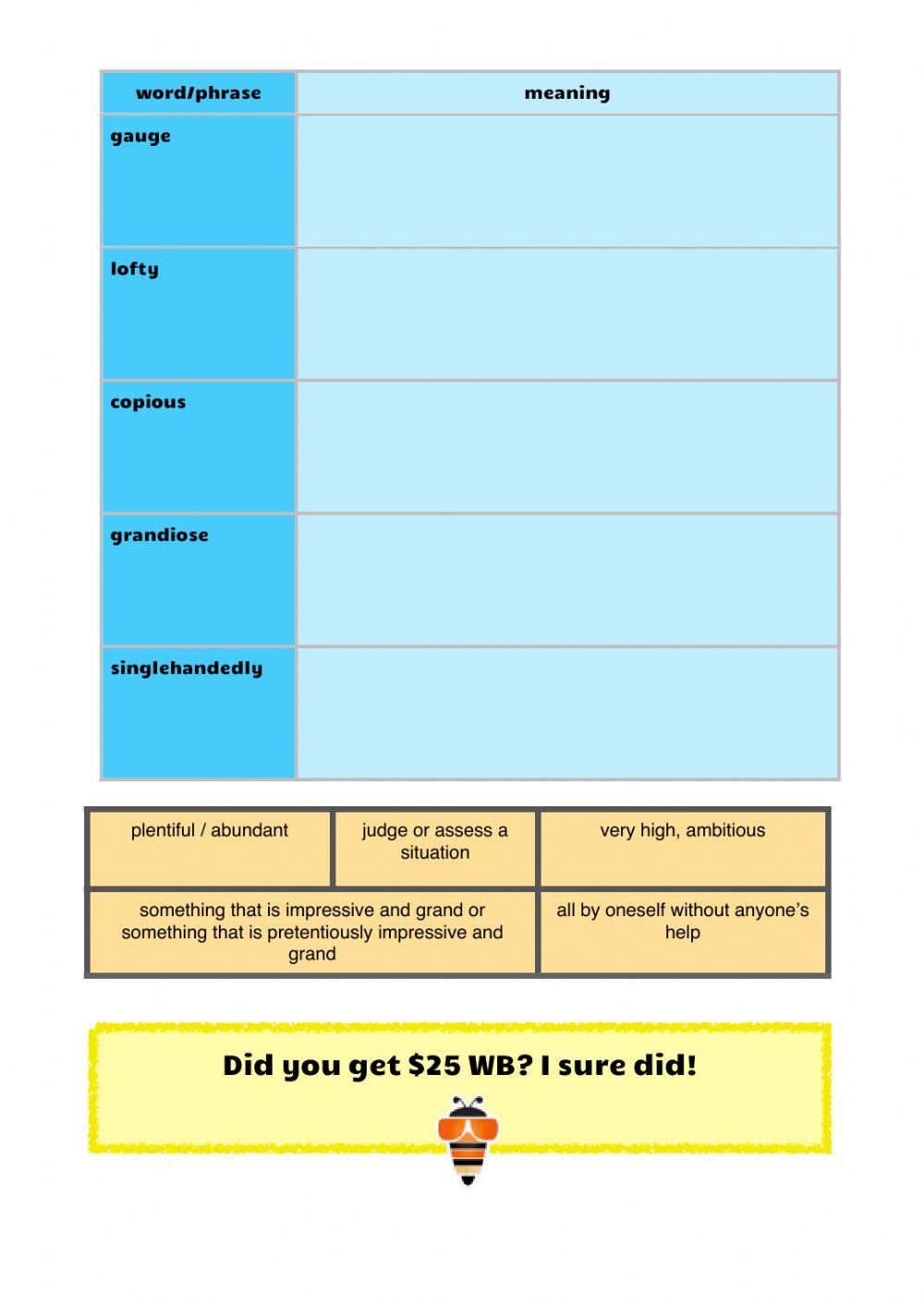 Vocabulary workbook p3-4 Part A