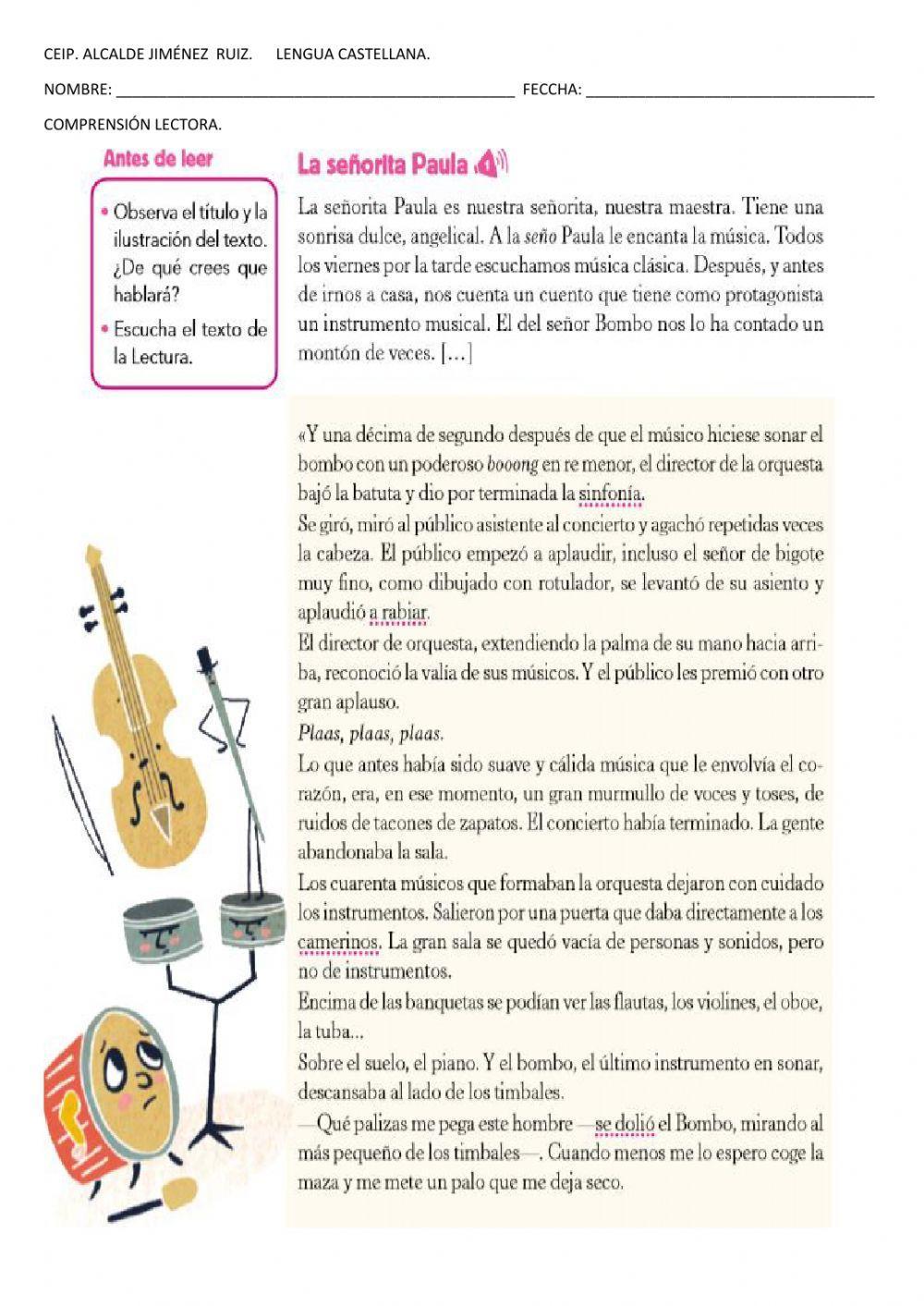 Comprensión lectora 3º epo