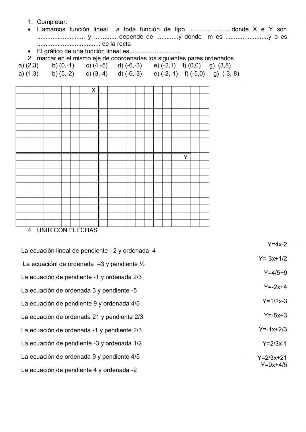 Funciones, grafica,pendiente y ordenada