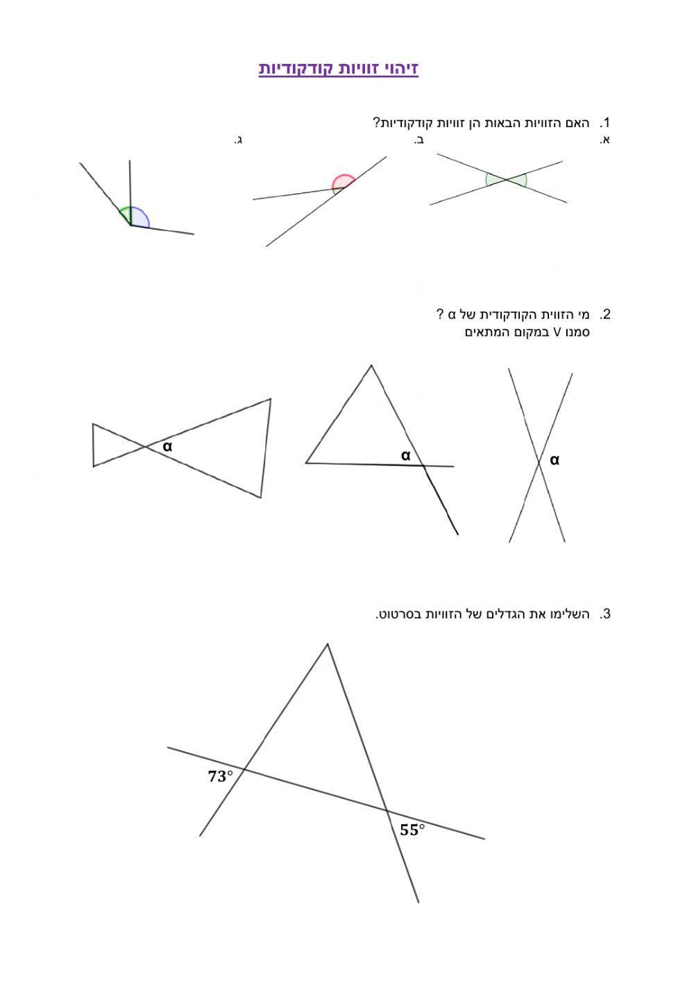 זיהוי זוויות קודקודיות