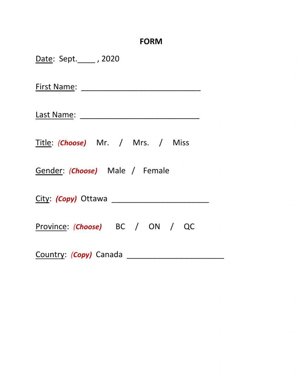 Basic Personal Info Form