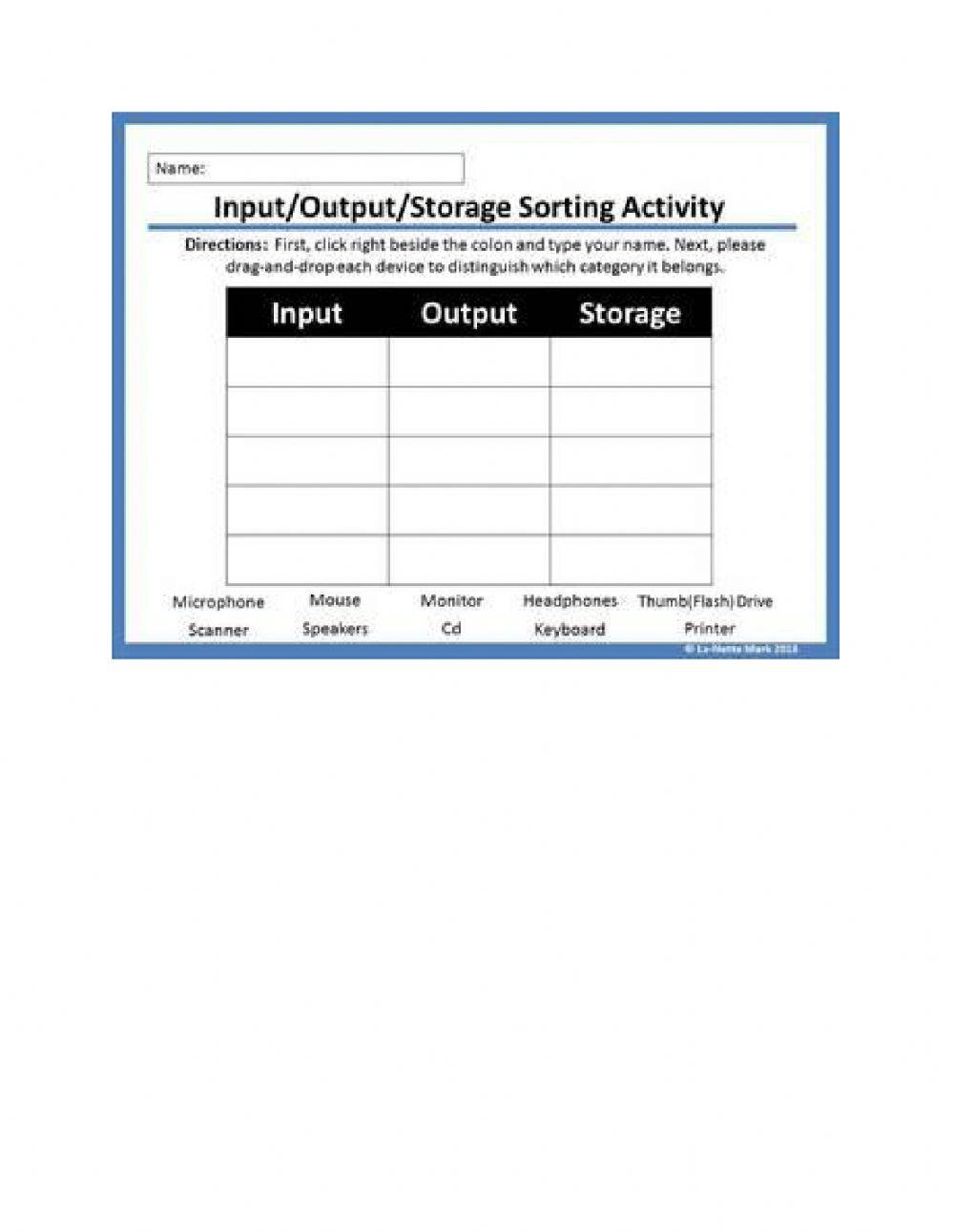 Input output storage devices- review online exercise for | Live Worksheets