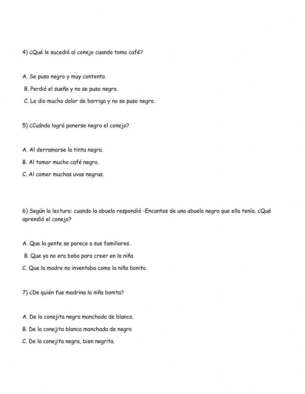 Comprensión lectora Niña bonita