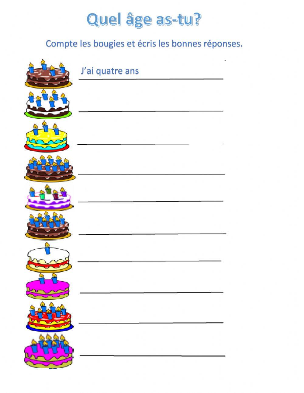 Quel âge astu? online exercise for Live Worksheets