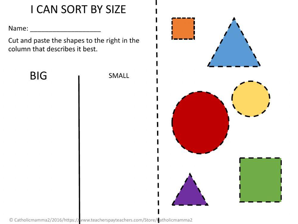 shape size sort online exercise for | Live Worksheets
