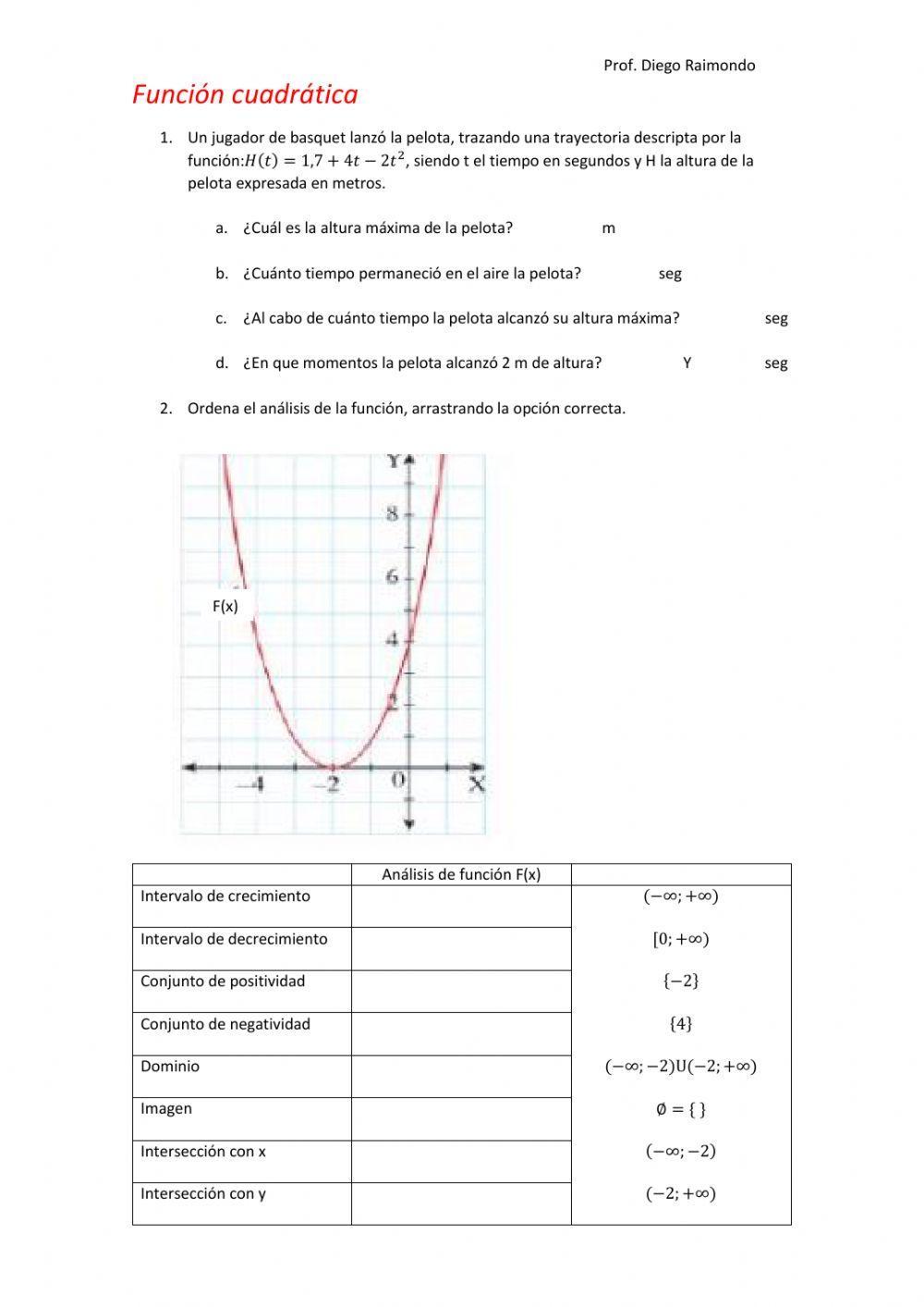 Función cuadrática. Problemas