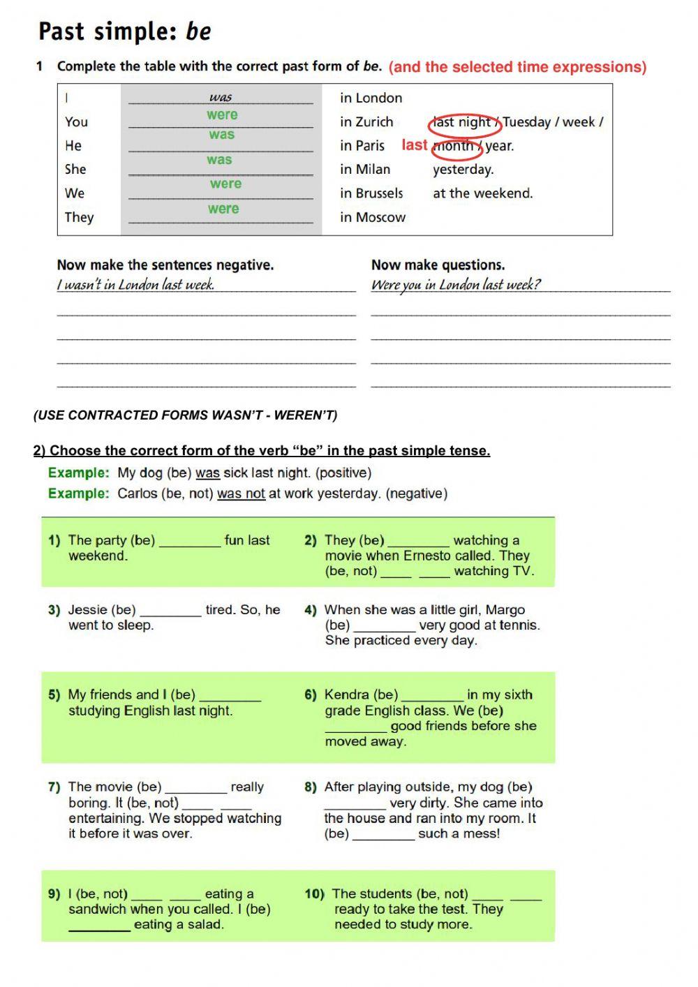 Past simple be and regular verbs worksheet Live Worksheets