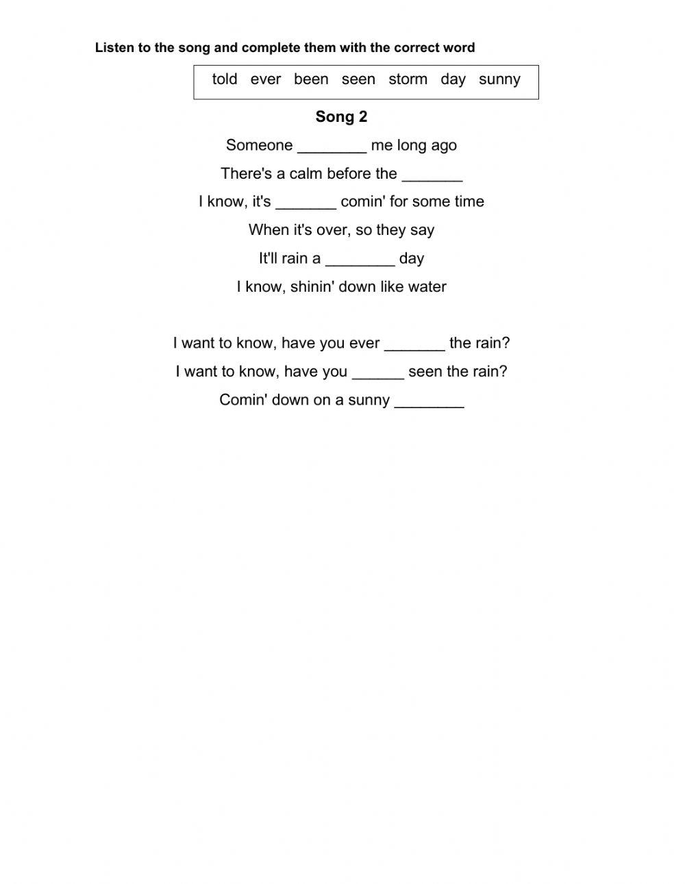 Present perfect songs