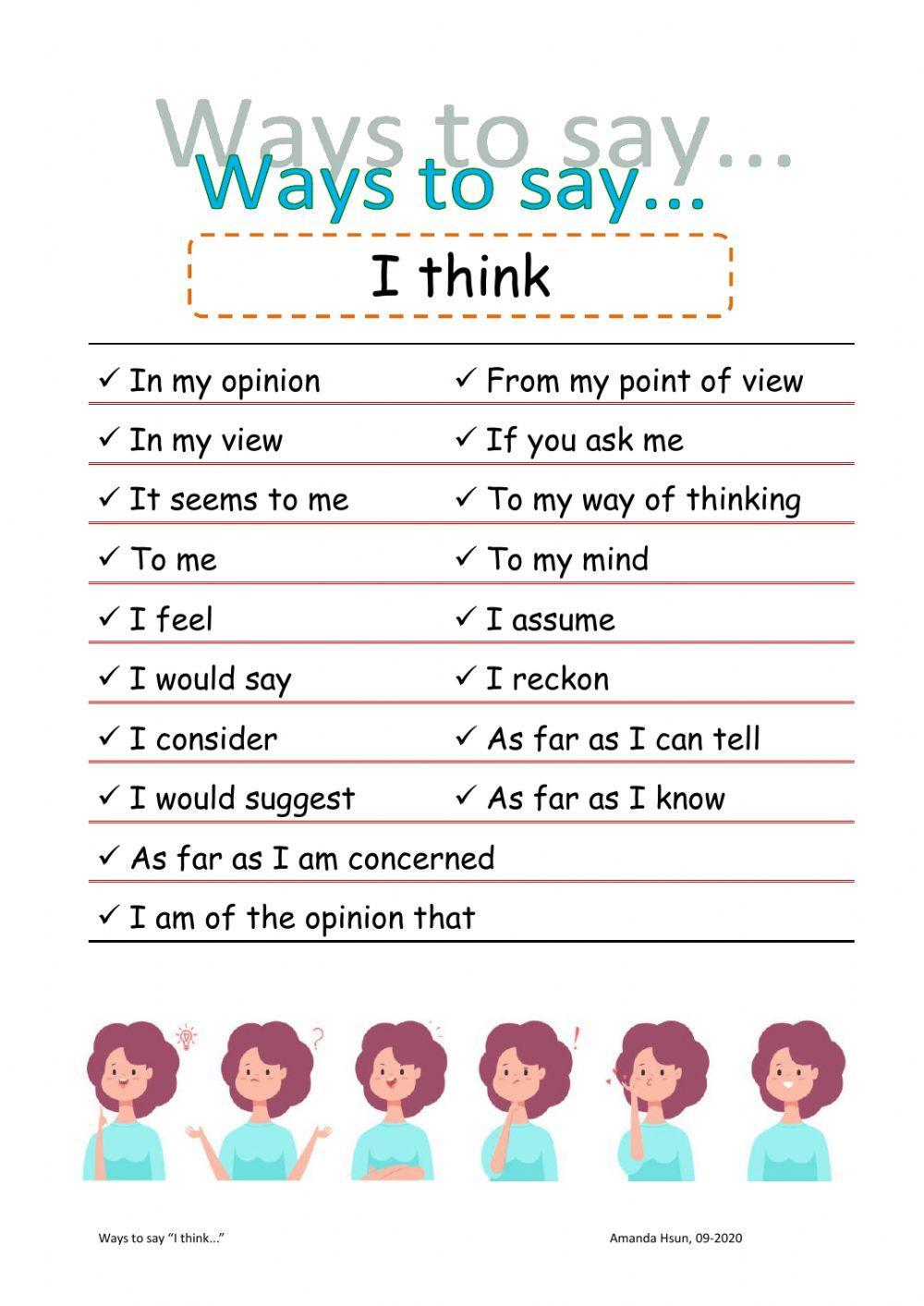 Ways to say -I think-