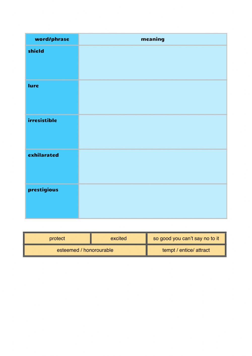 Vocabulary workbook p3-4 Part F