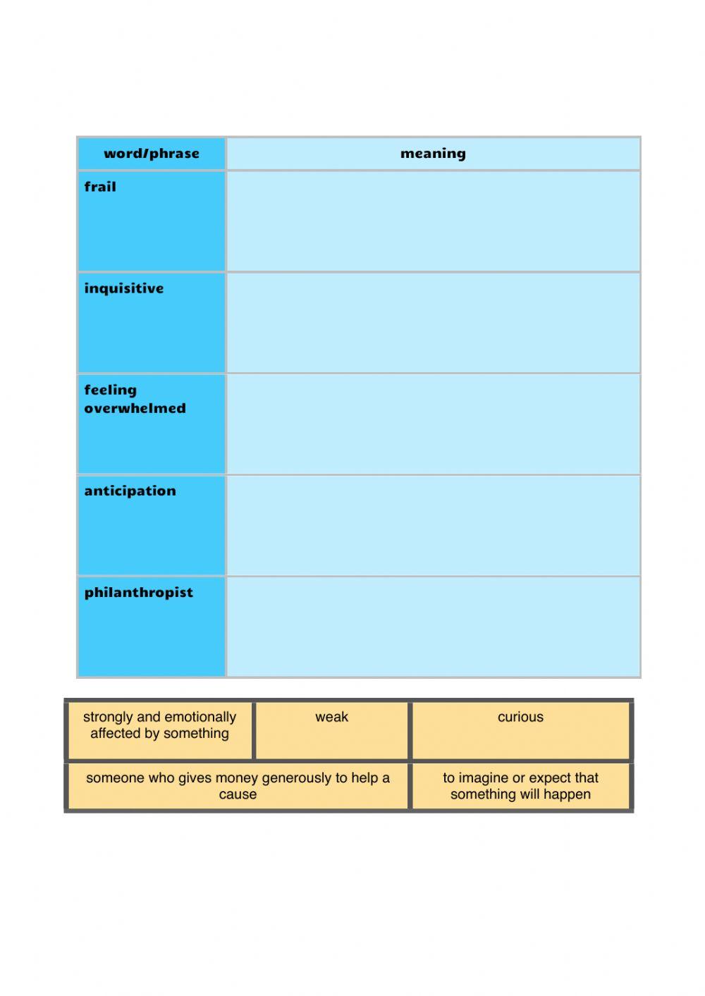 Vocabulary workbook p3-4 Part G