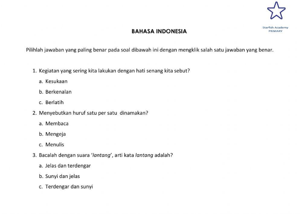 Bahasa Indonesia P1