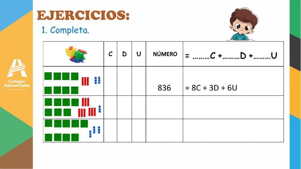 Descomposición de números hasta 999