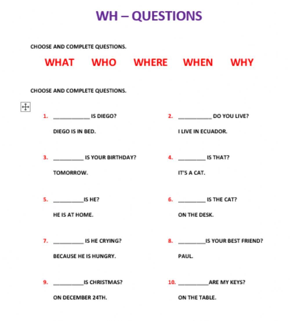Wh-questions 377924 | KiaraEspinales | Live Worksheets