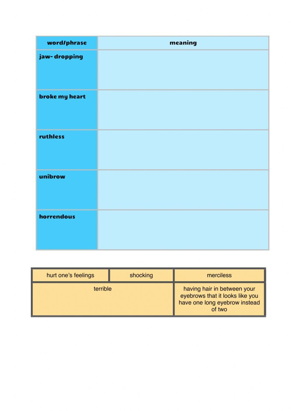 Vocabulary workbook p3-4 Part J