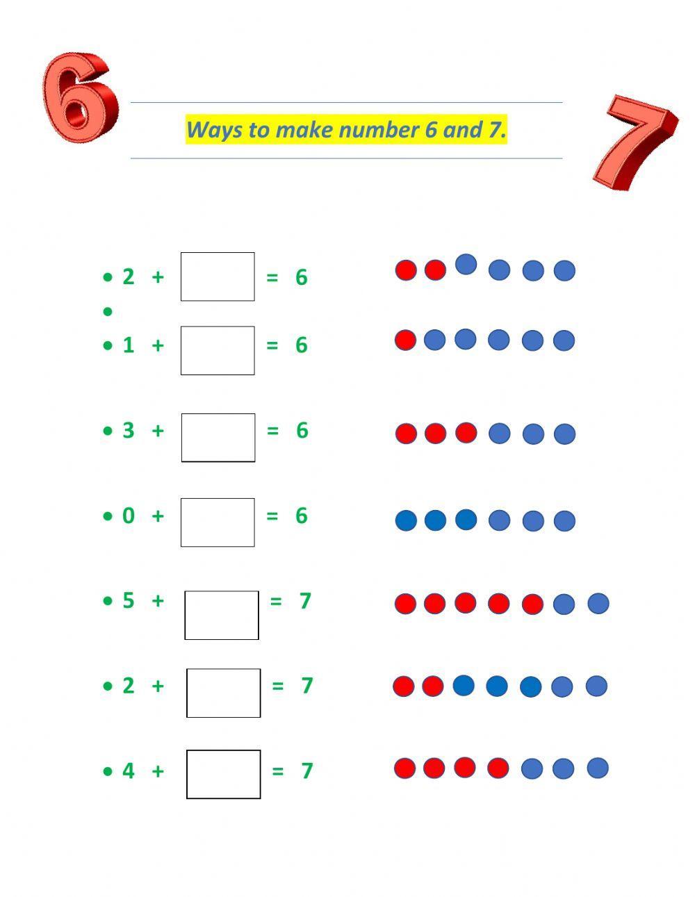 Ways to make 6 and 7