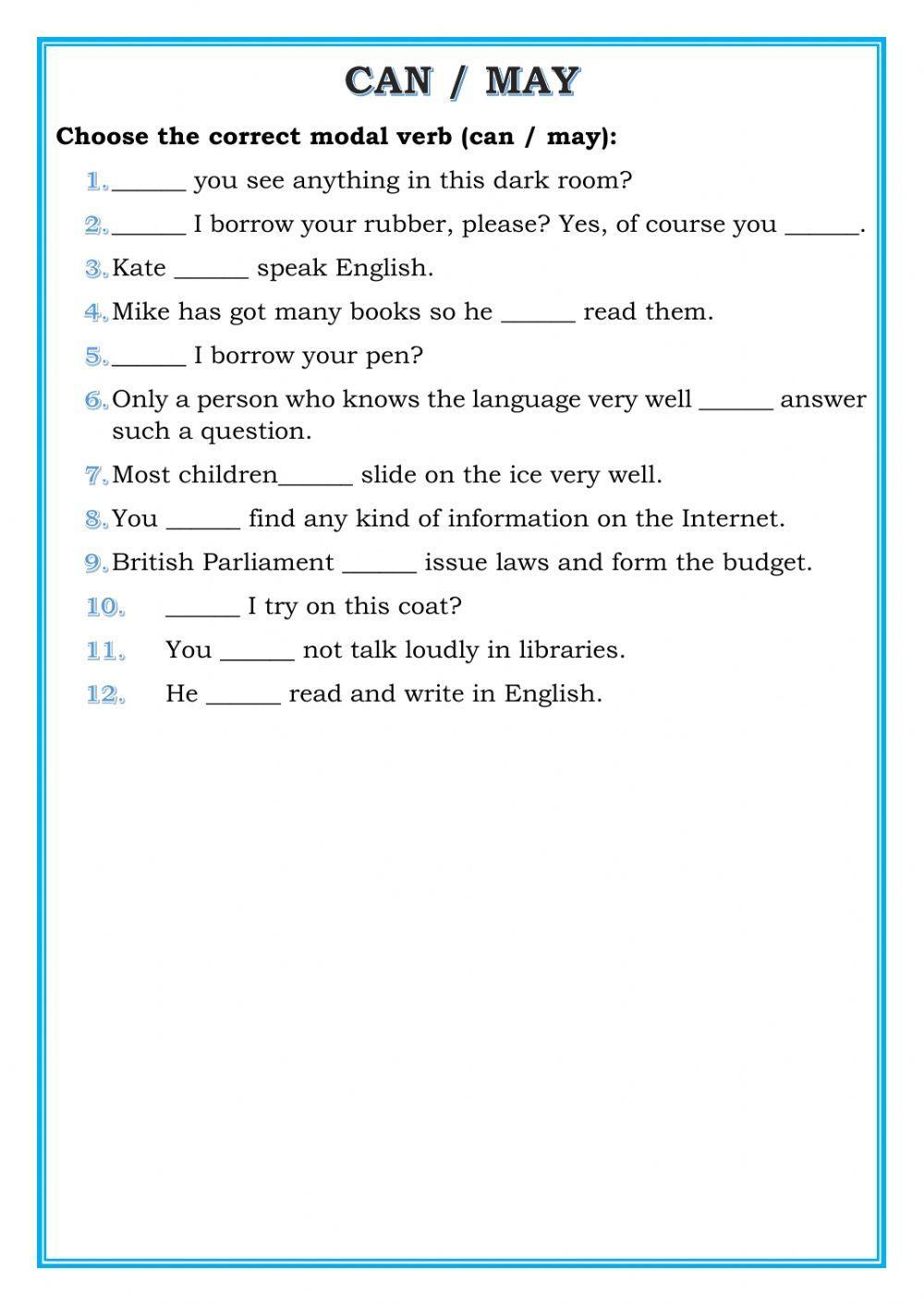 378210 | Can or May? | Dementeva Alyona | LiveWorksheets