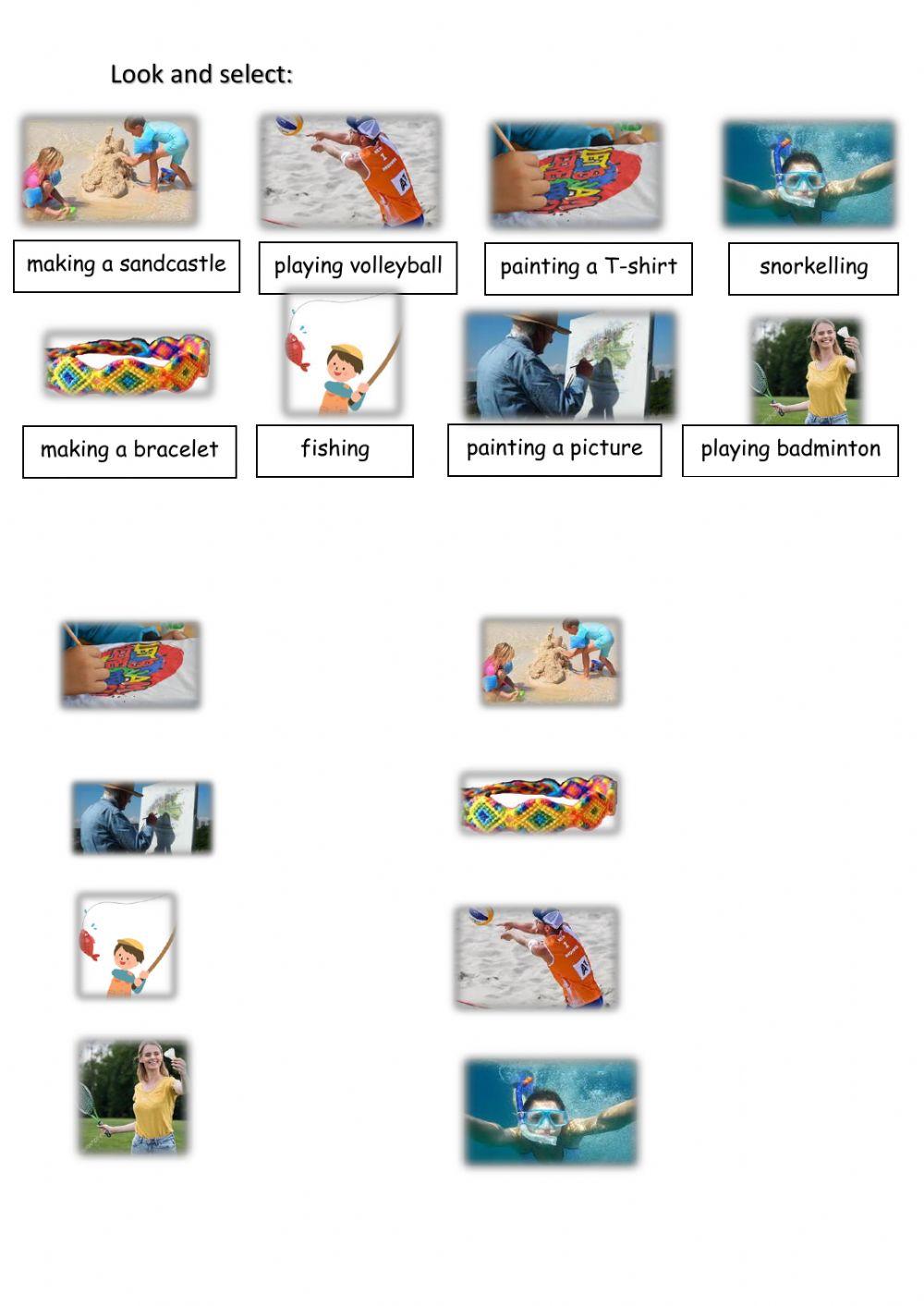 Summer actions vocabulary.