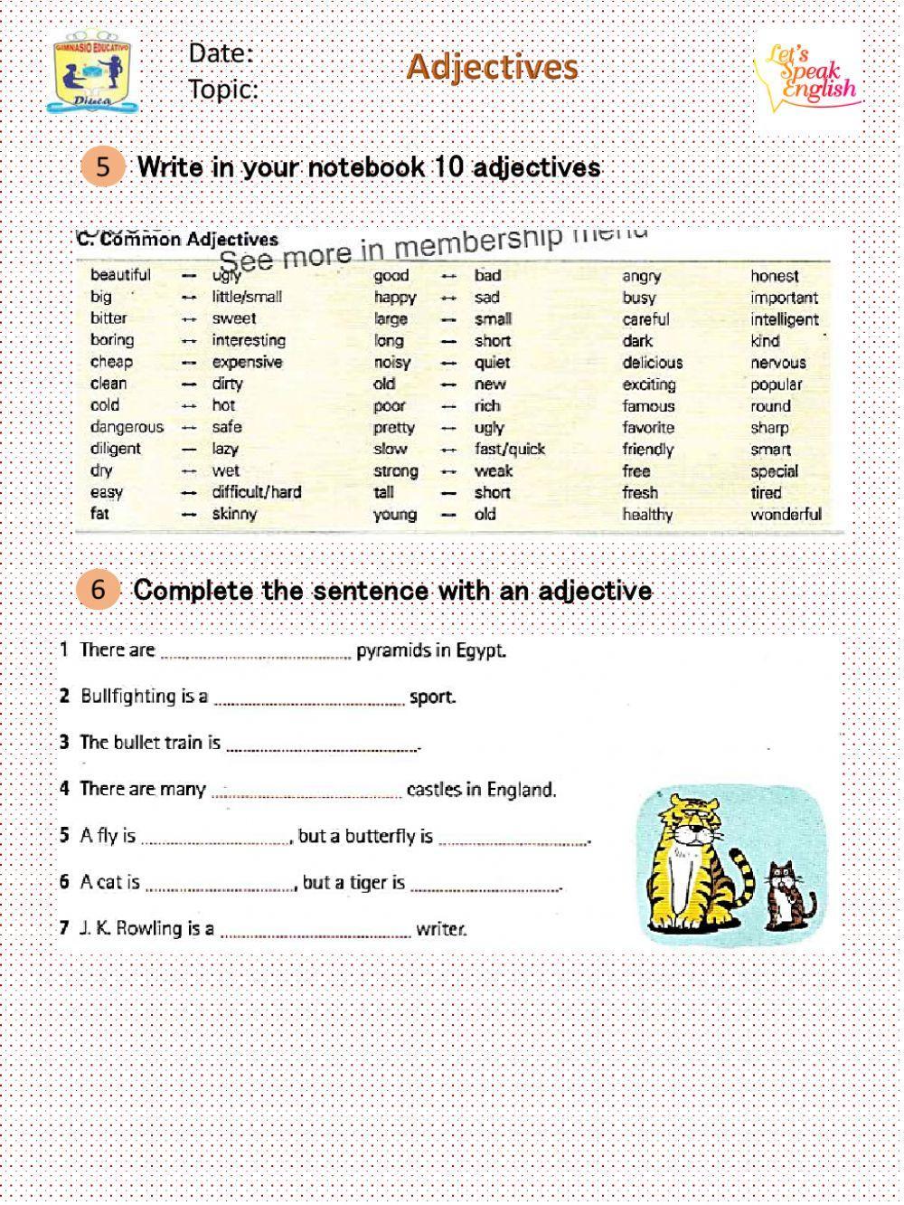 Adjectives Grade 5