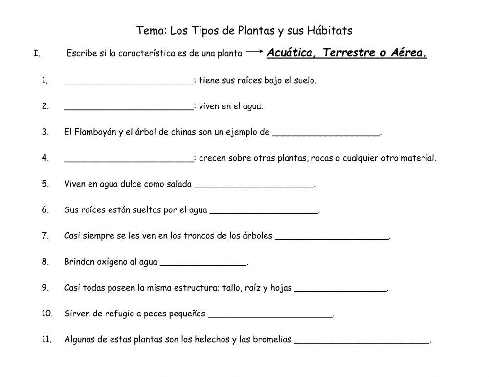 Tipos de Plantas y sus Habitats