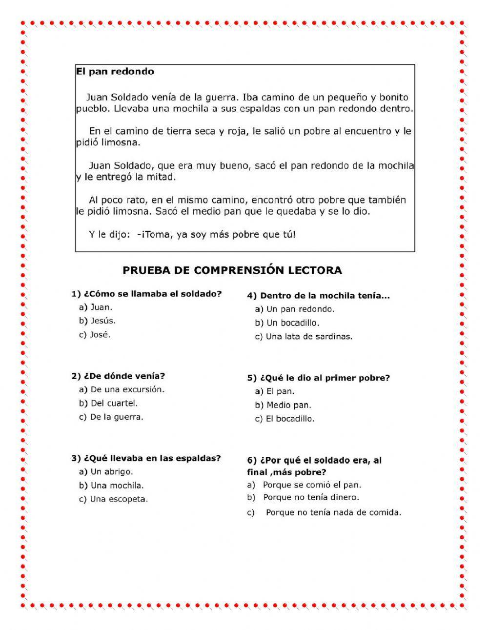 Prueba de comprensión lectora