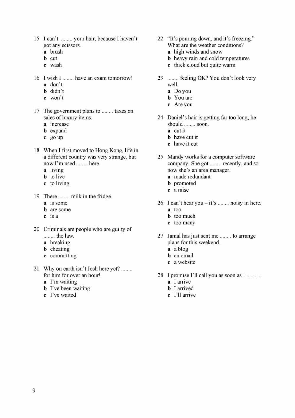 Placement test (Outcomes)