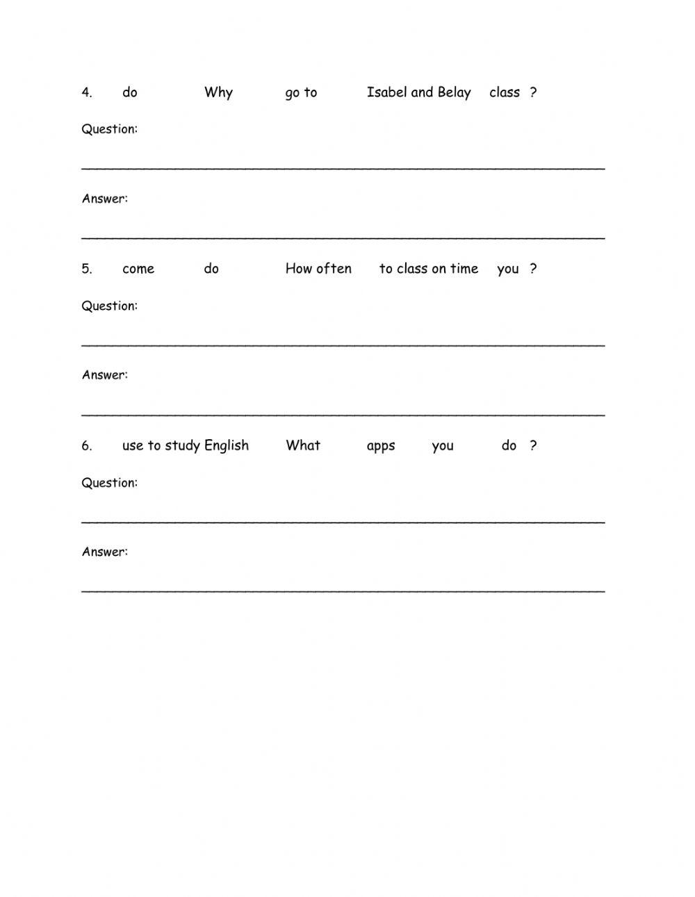 The Present Simple Questions