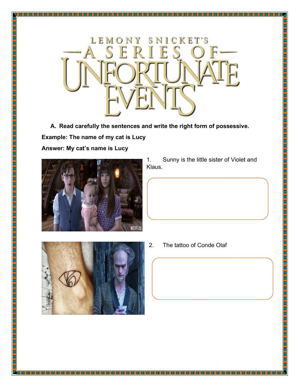 Past simple -a series of unfortunate events worksheet | Live Worksheets
