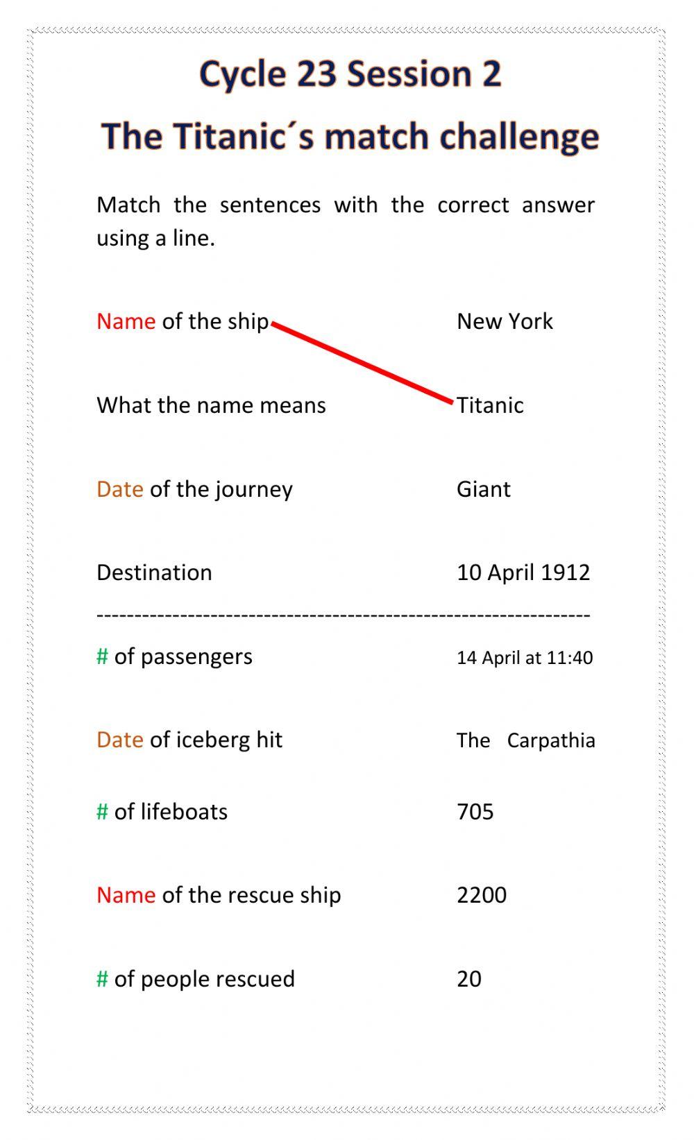 The Titanic-s match challenge