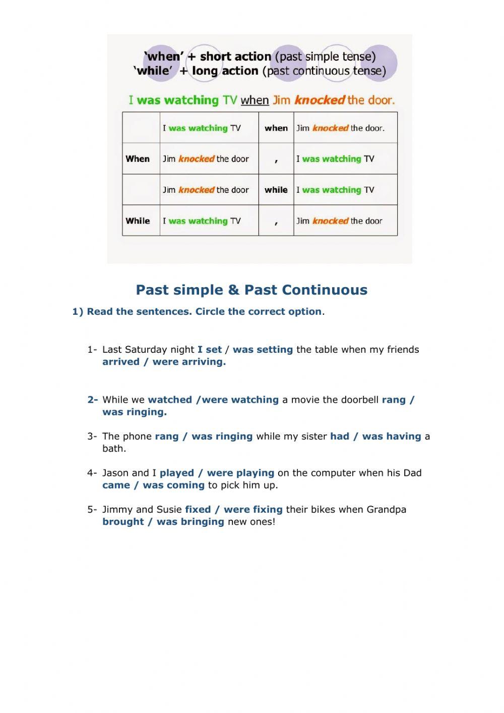 Past Simple and Past Continuous Past Simple and Past Continuous
