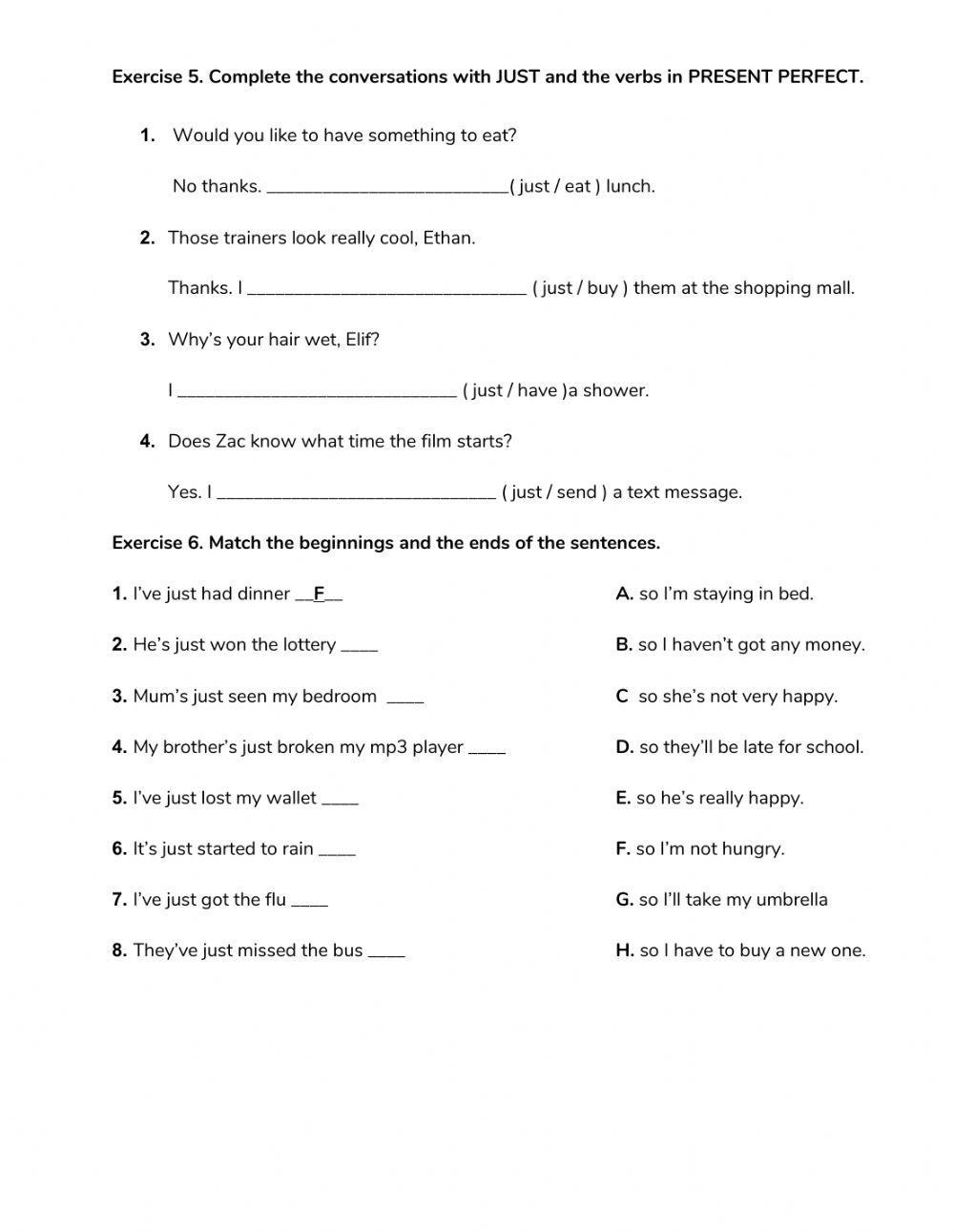 Key Words Present Perfect (Week 28)