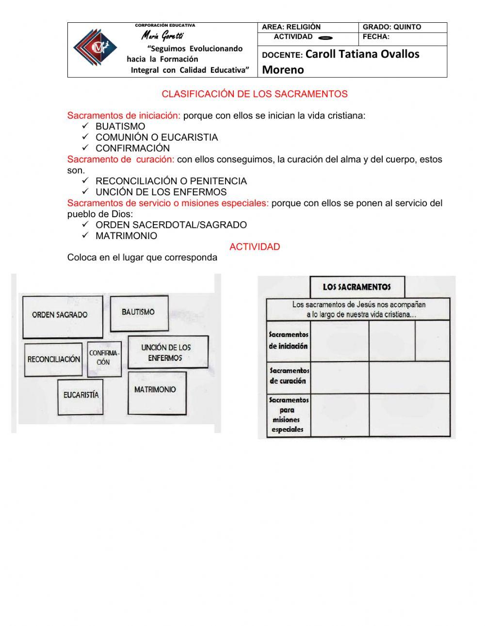 Clasificación de los sacramentos