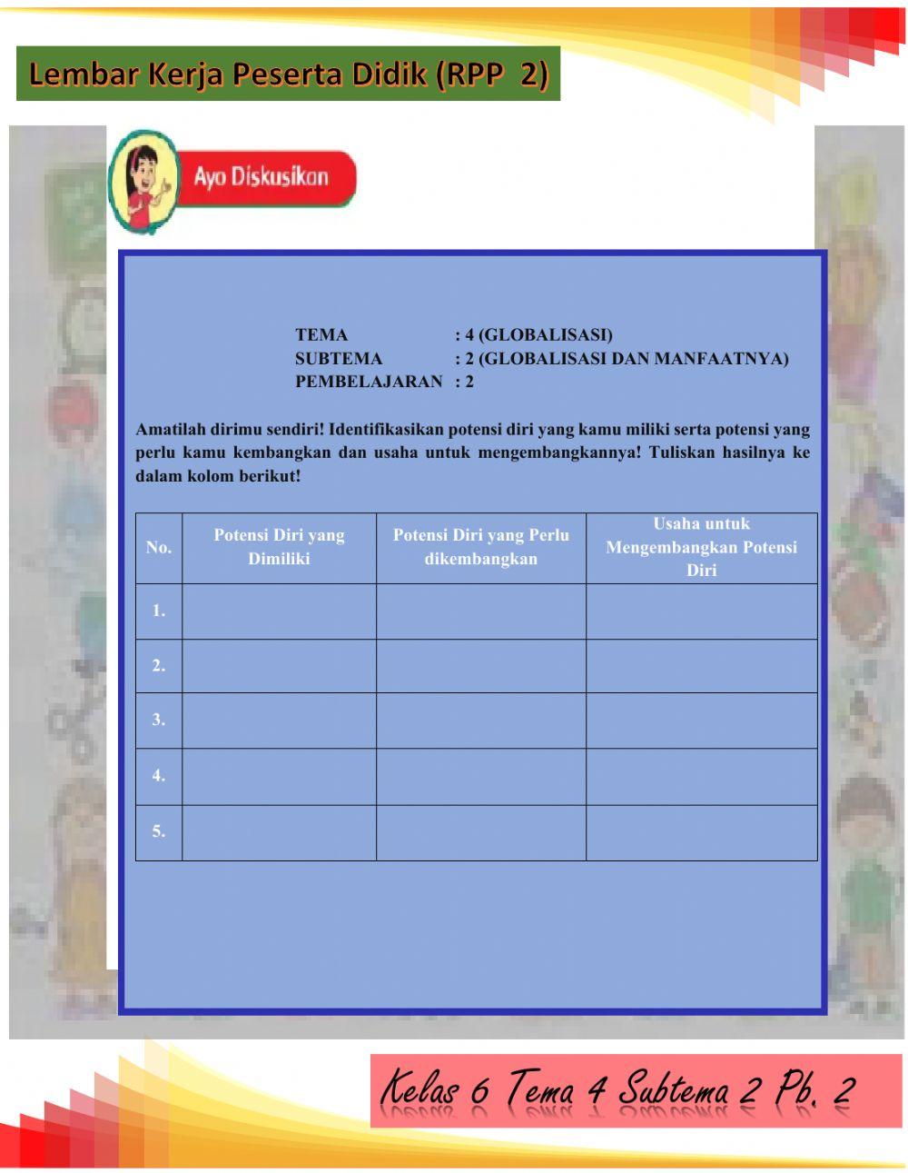 LKPD tema 4 kelas 6 POTENSI DIRI