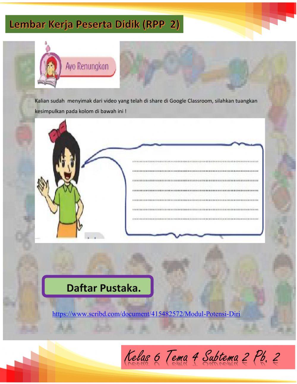 LKPD tema 4 kelas 6 POTENSI DIRI