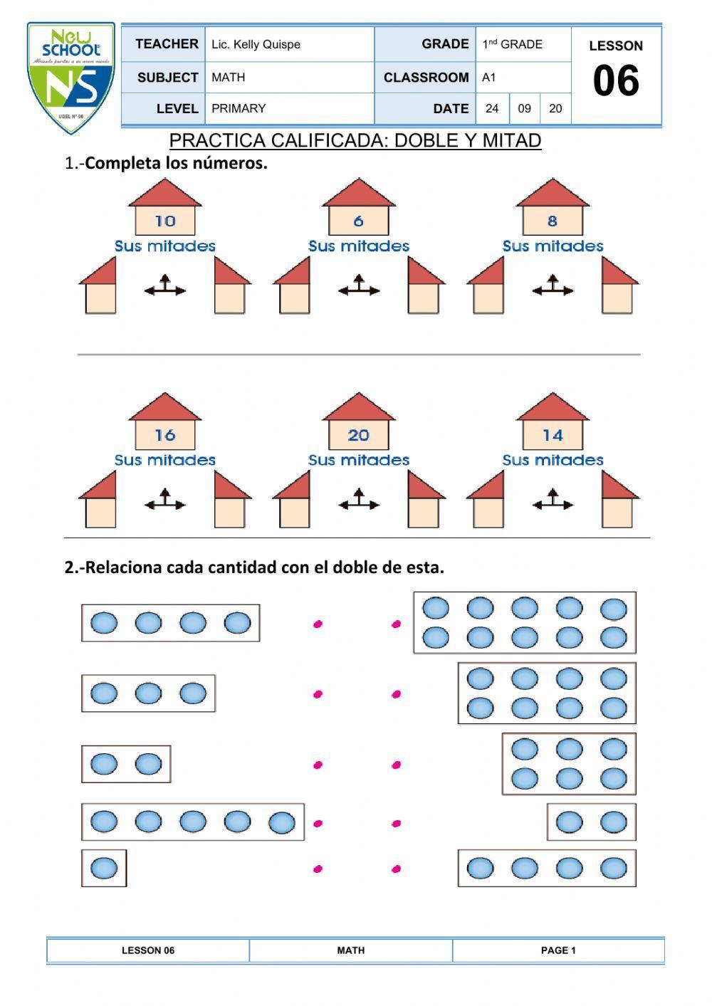 Doble y mitad de un numero