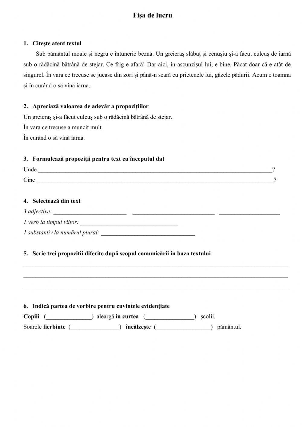 Exerciții gramaticale