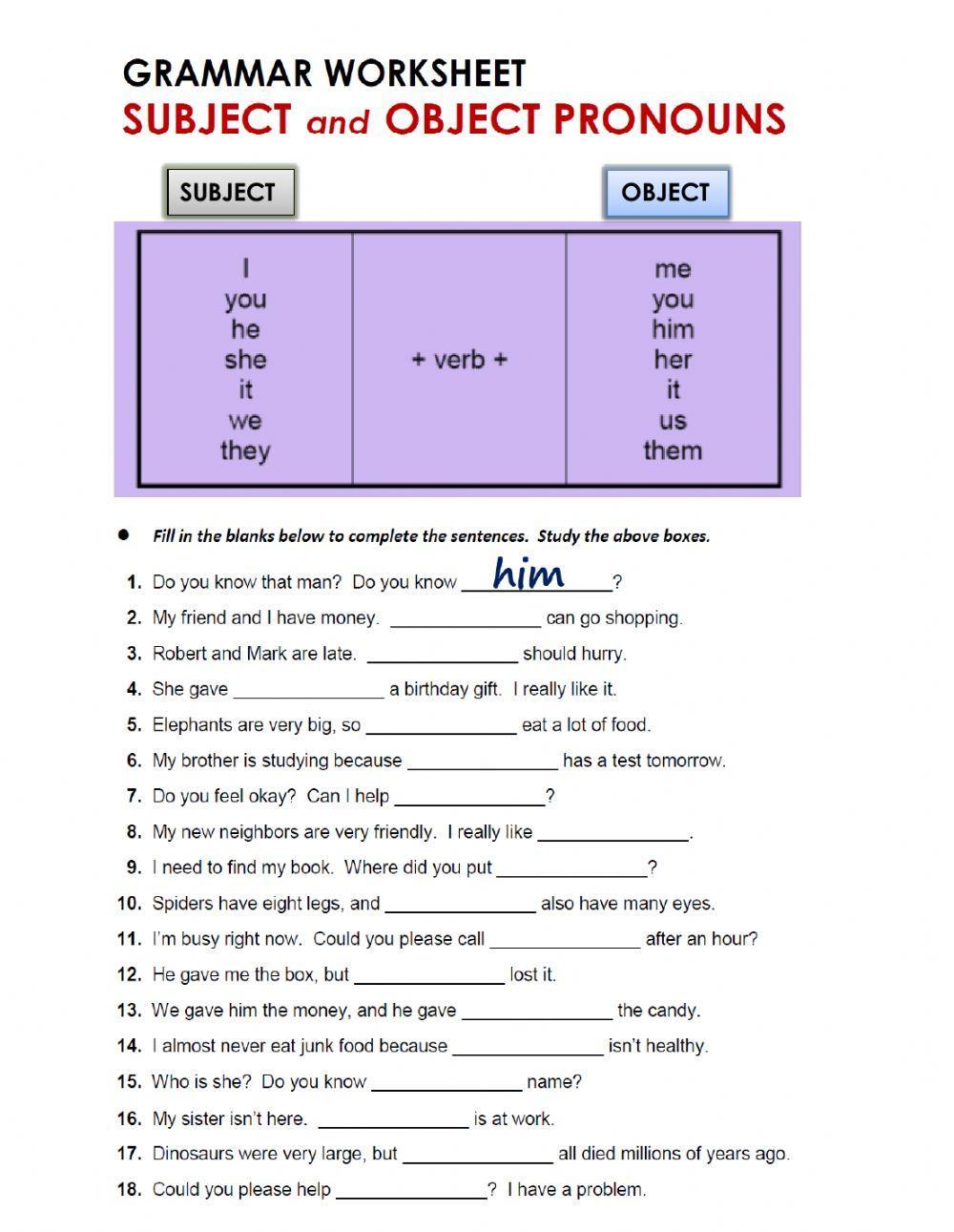 Object pronouns Object pronouns