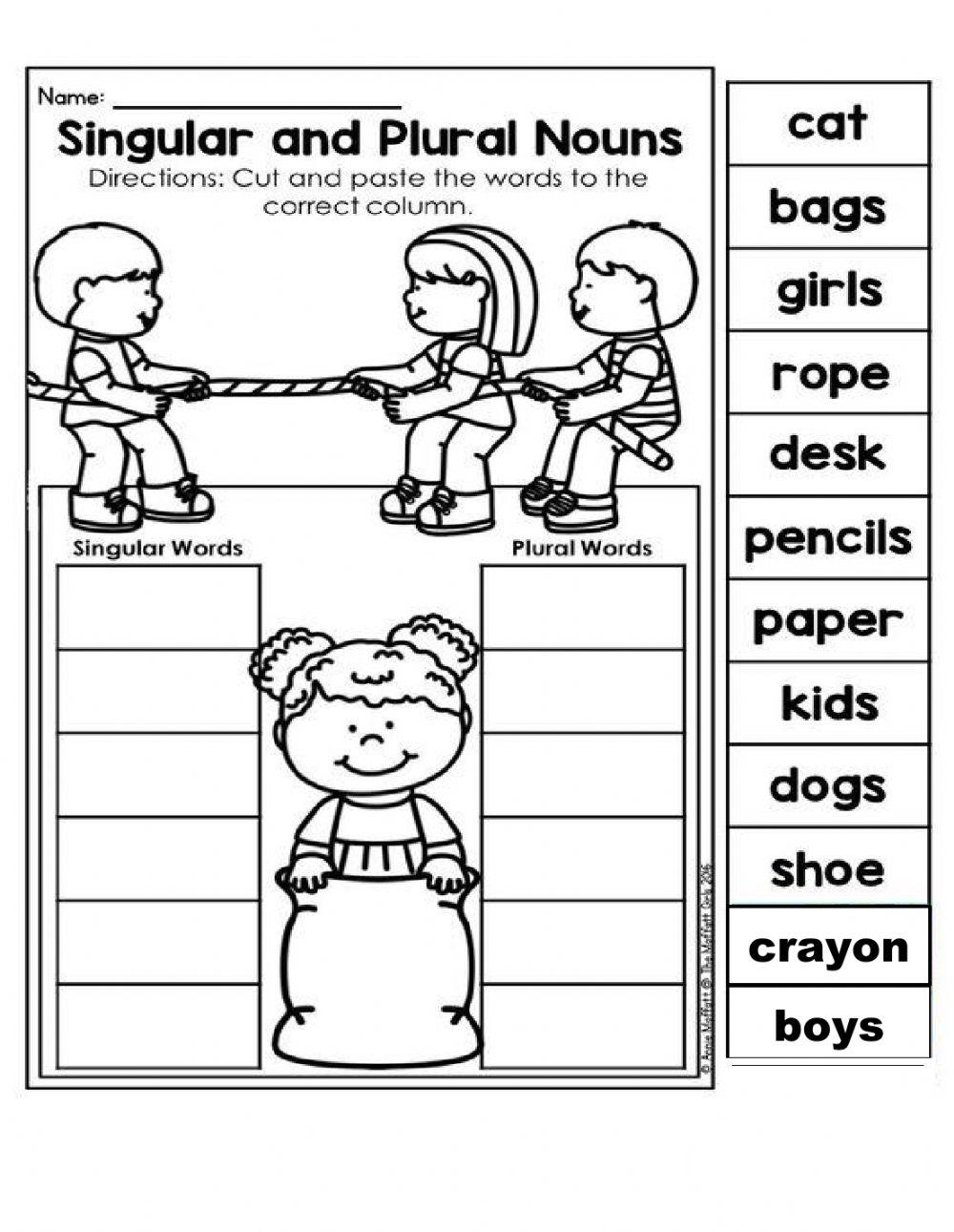 Singular and Plural Nouns interactive activity for 2 Live Worksheets