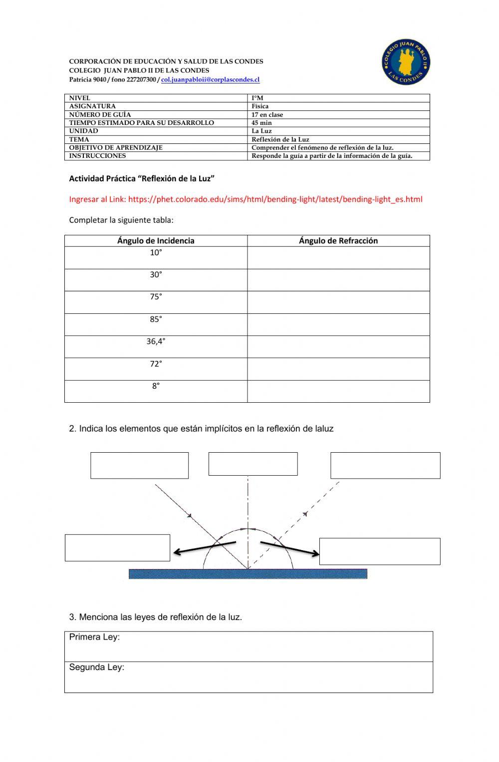 Reflexión de la Luz