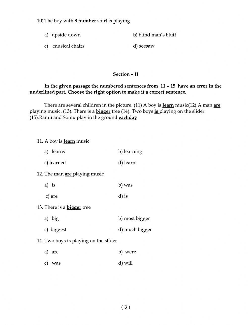 8 Class Level 1 Work Sheet 1