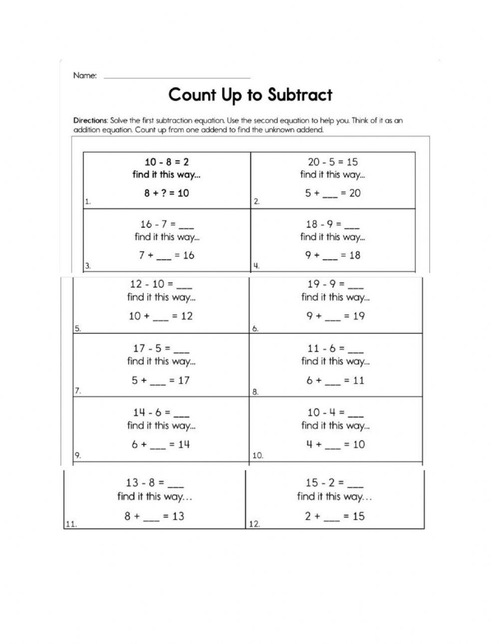 Counting up worksheet Live Worksheets