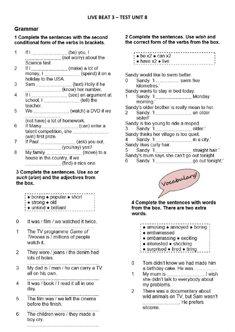 Test Junior 5 Unit 8