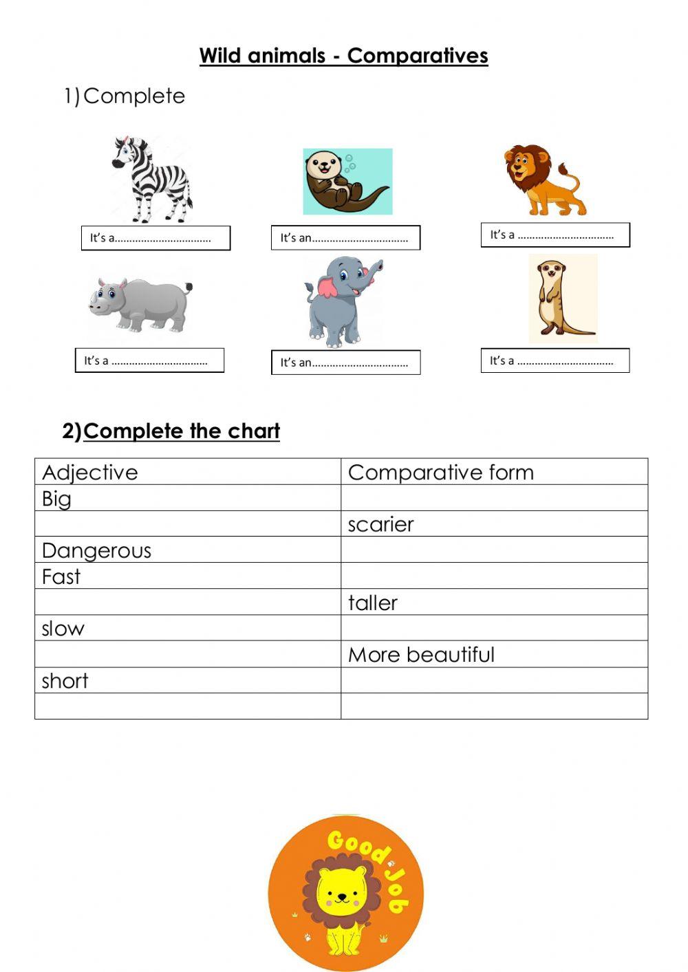 Wild animales - comparatives