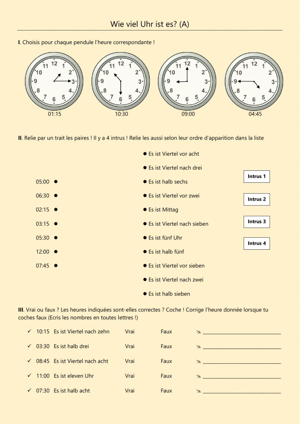 Wie viel Uhr ist es (test A)
