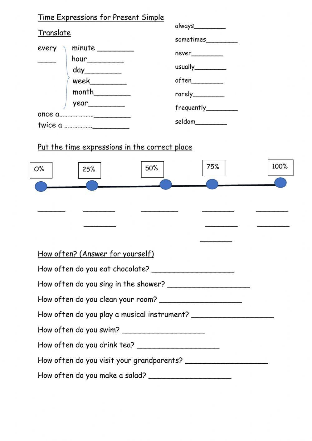 Time Expressions for Present Simple