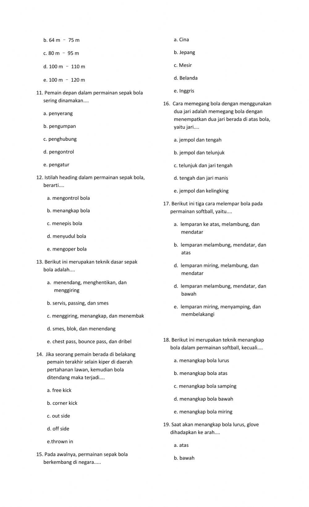 Soal pilihan ganda kelas x