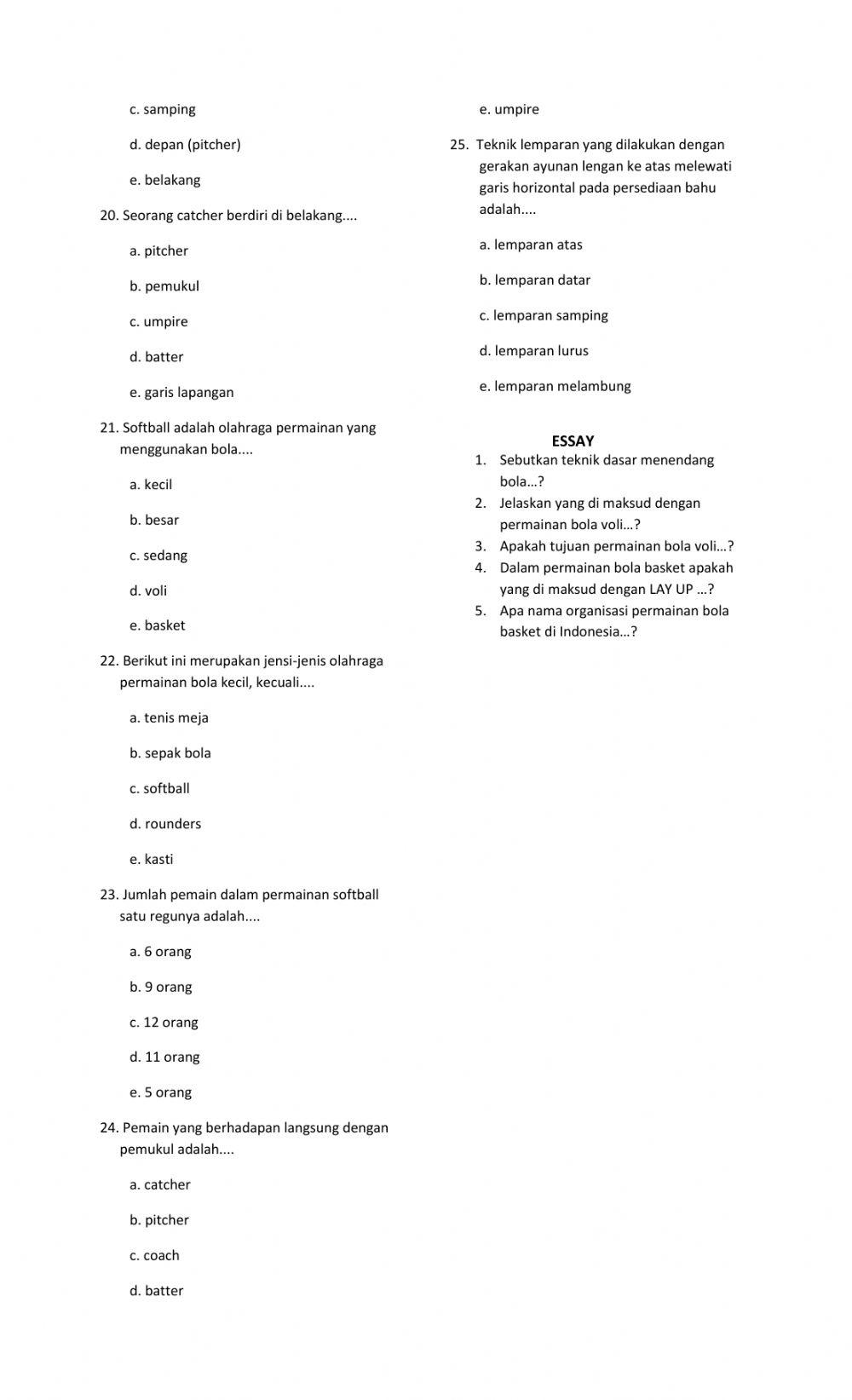 Soal pilihan ganda kelas x