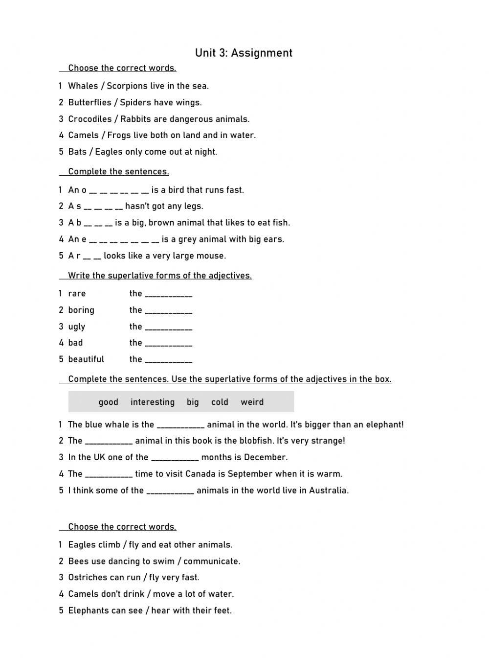 Assignment online worksheet | Live Worksheets