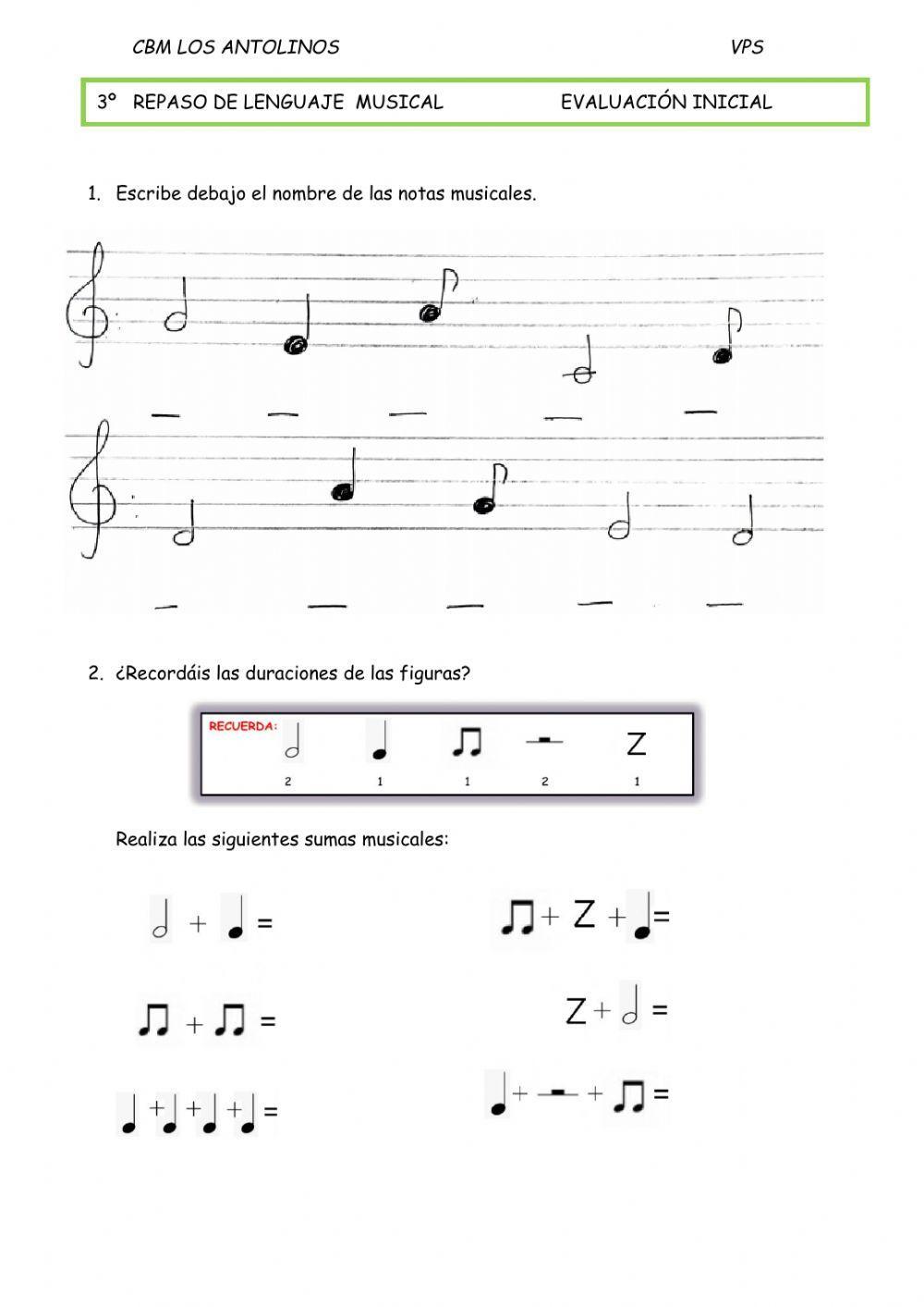 3º Repaso. Evaluación inicial